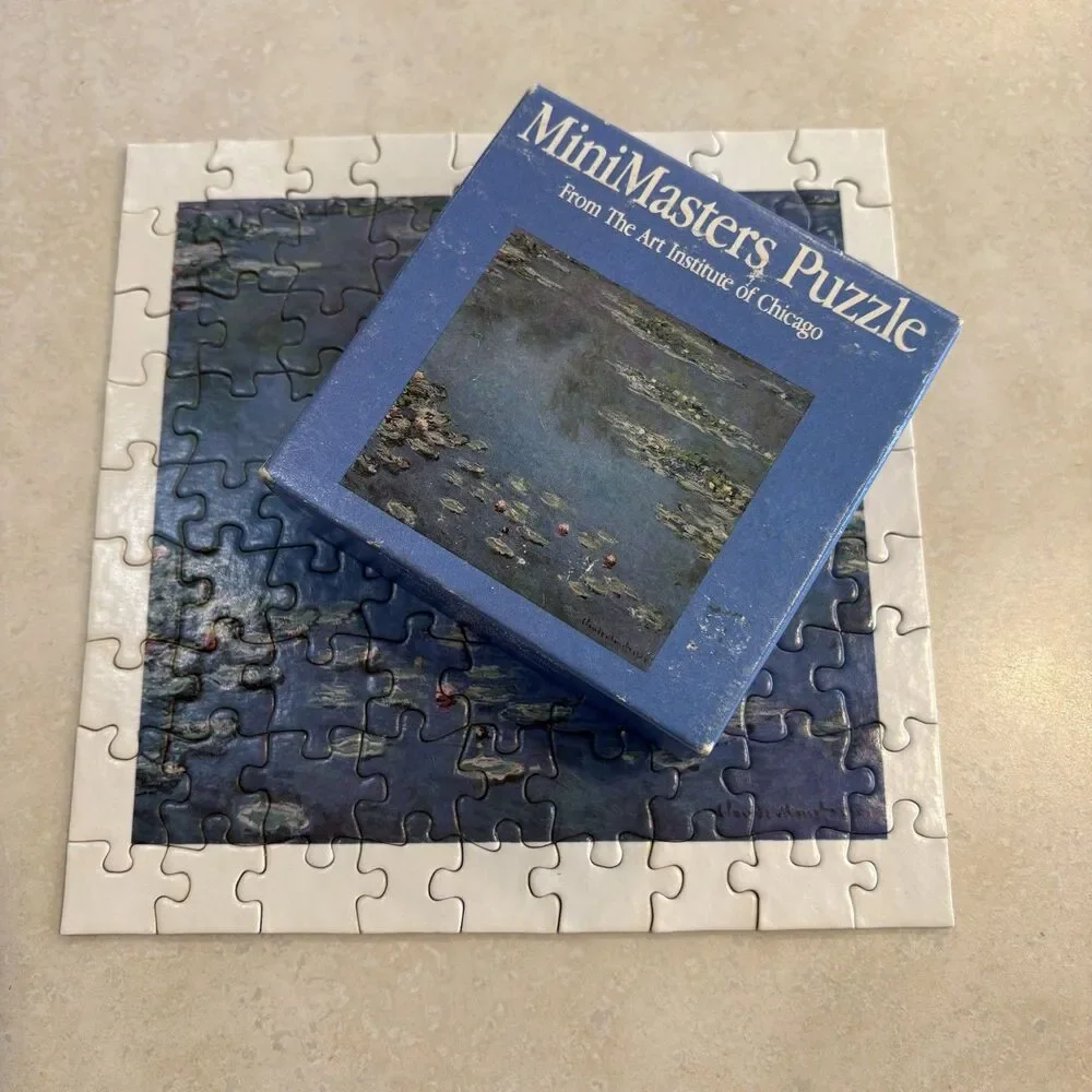 Mini Masters Monet Water Lilies Jigsaw Puzzle 7”X 7” Complete 81 pcs Vintage